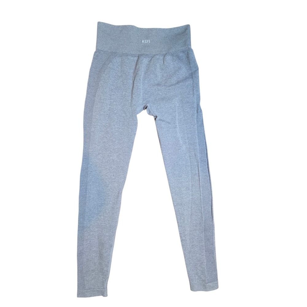 KEFI Womens Seamless High Waisted Leggings Heather Grey Activewear Yoga Pants